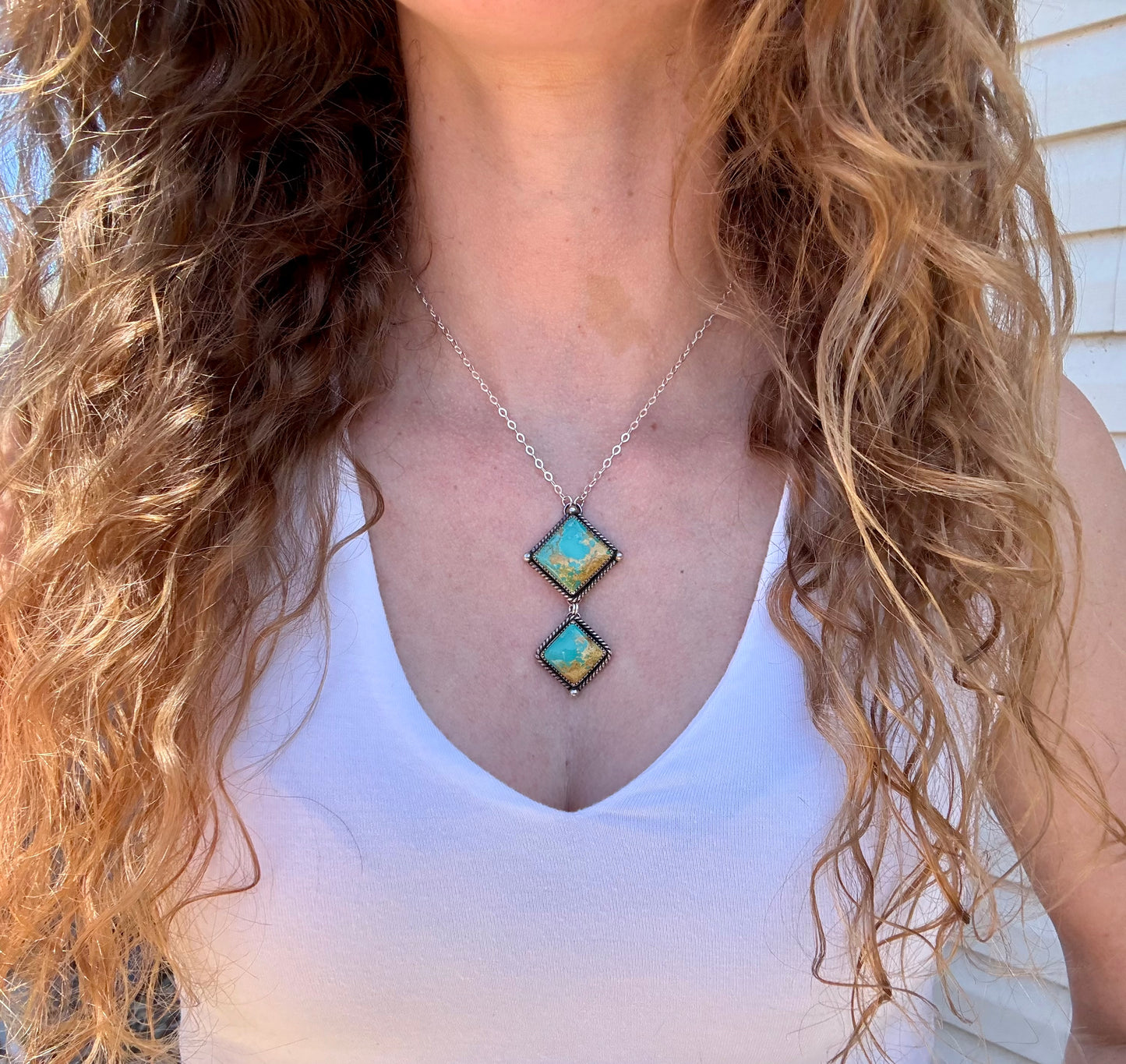 Royston Turquoise Double Stone diamond necklace