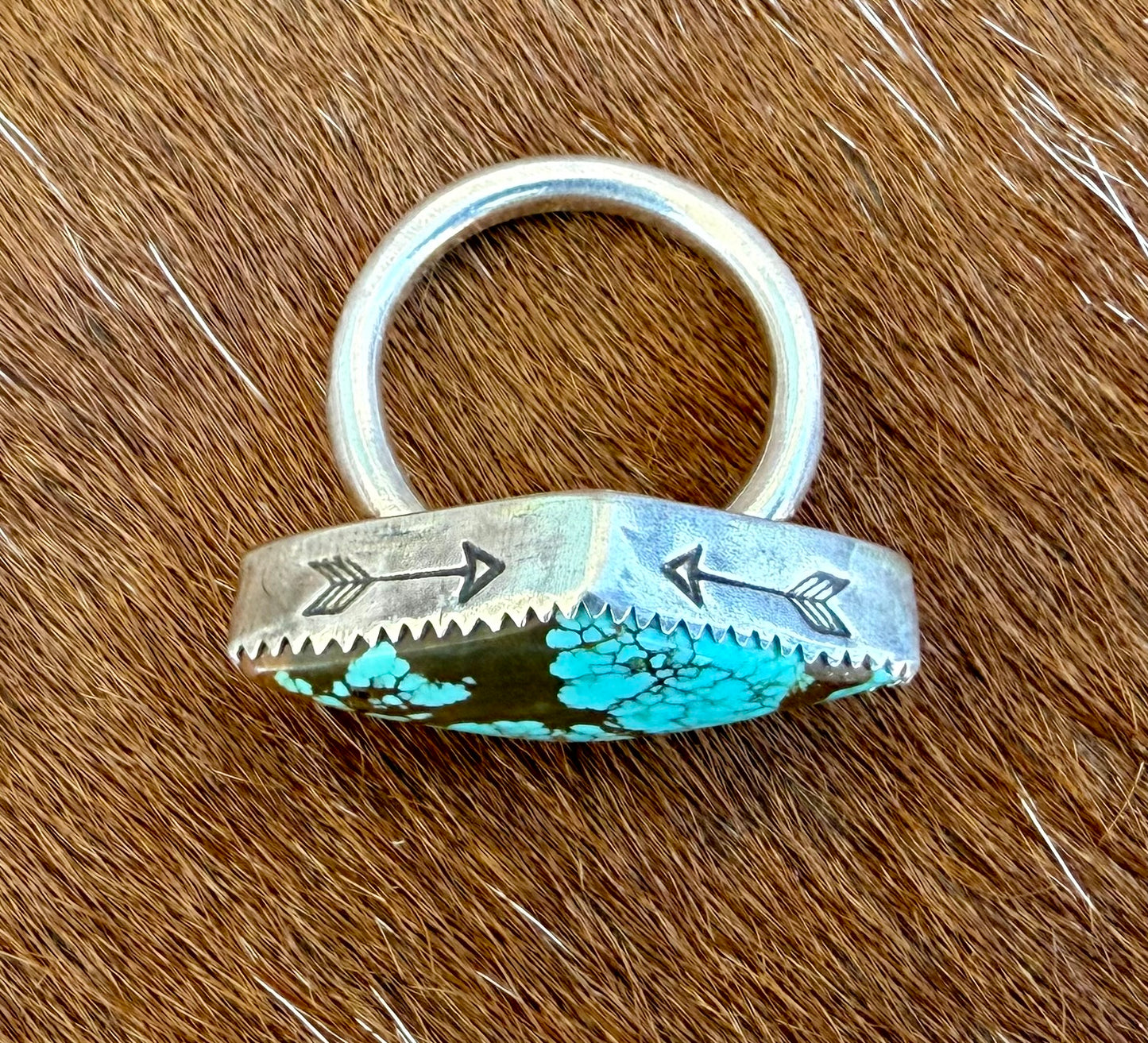 Turquoise #8 Stamped Arrow Ring