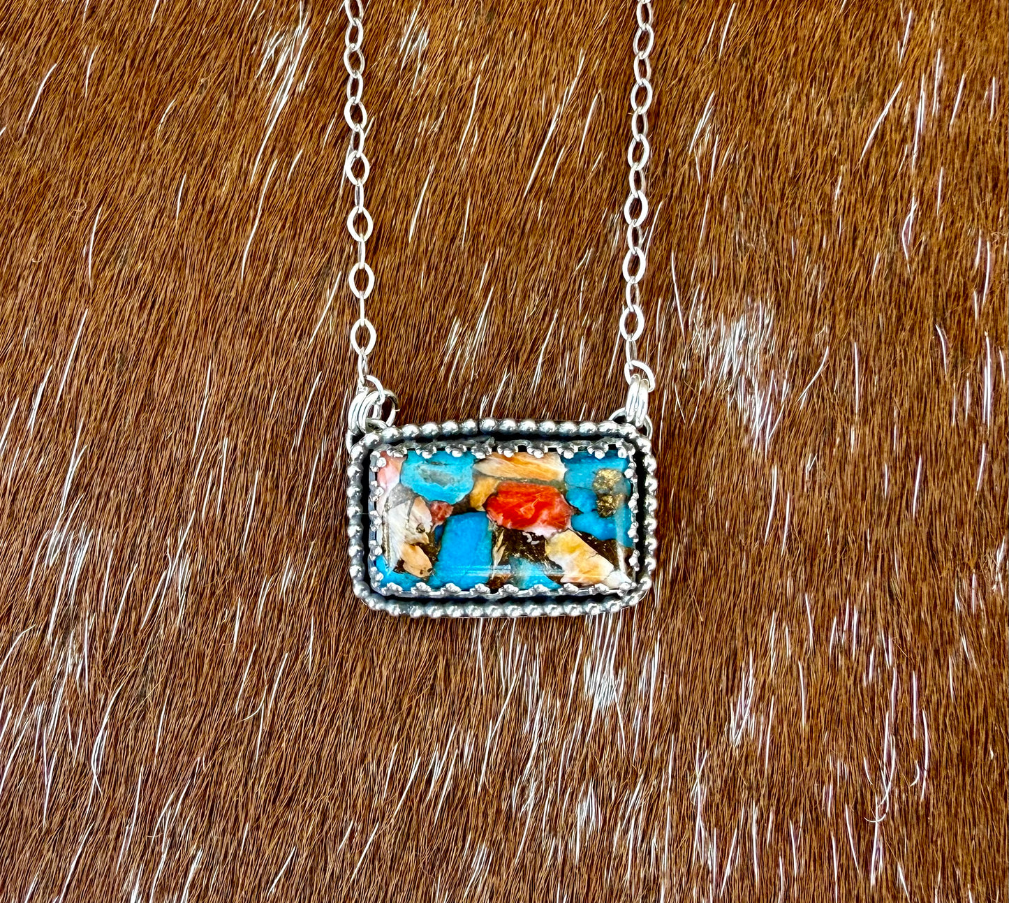 Kingman Turquoise Composite Bar Necklace
