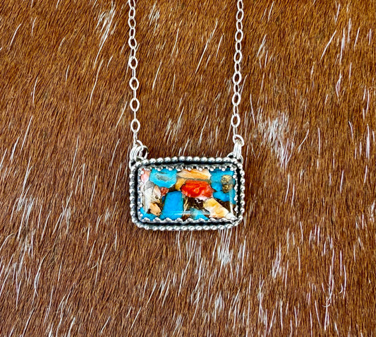 Kingman Turquoise Composite Bar Necklace