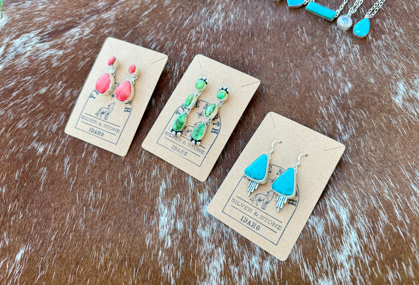 Royston Turquoise Dangle Earrings with Silver Flare