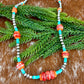 Sterling Silver Pearl 5mm, Kingman Turquoise, Spiny Oyster beaded necklace