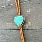 Kingman Golden Web Turquoise Bolo Tie with Golden Leather Cord