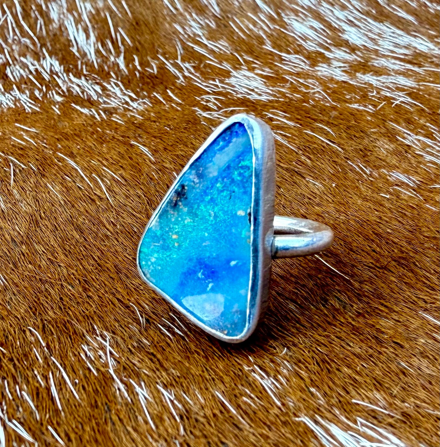 Fine Australian Boulder Opal Ring