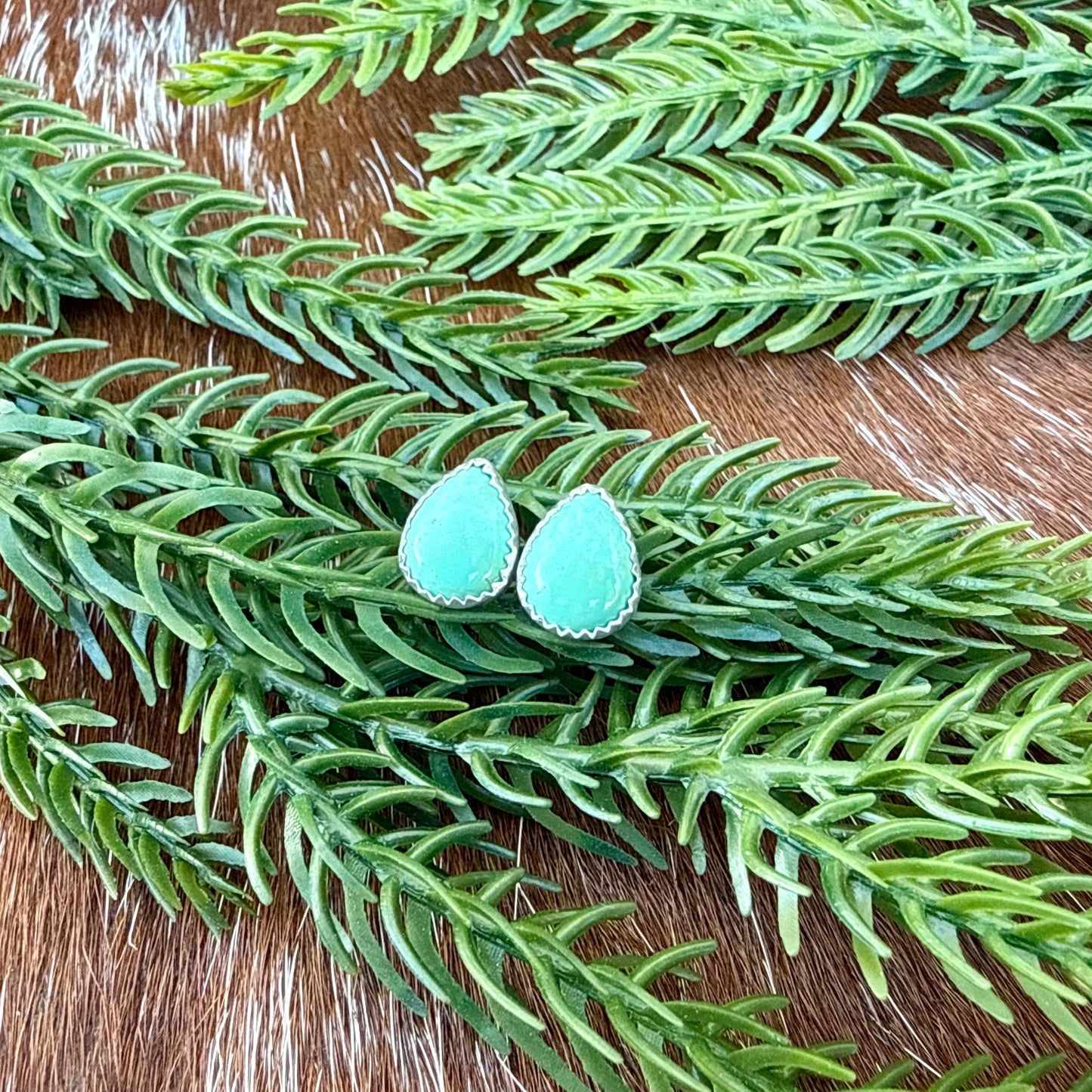 Kingman Turquoise teardrop stud earrings