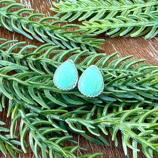 Kingman Turquoise teardrop stud earrings