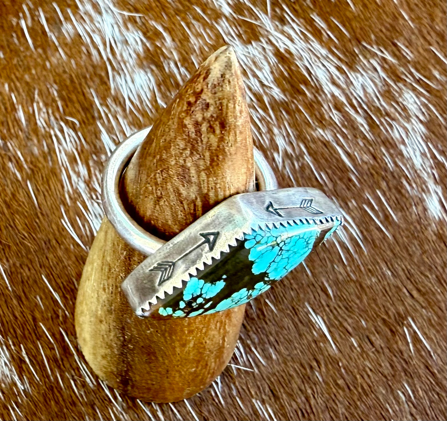 Turquoise #8 Stamped Arrow Ring