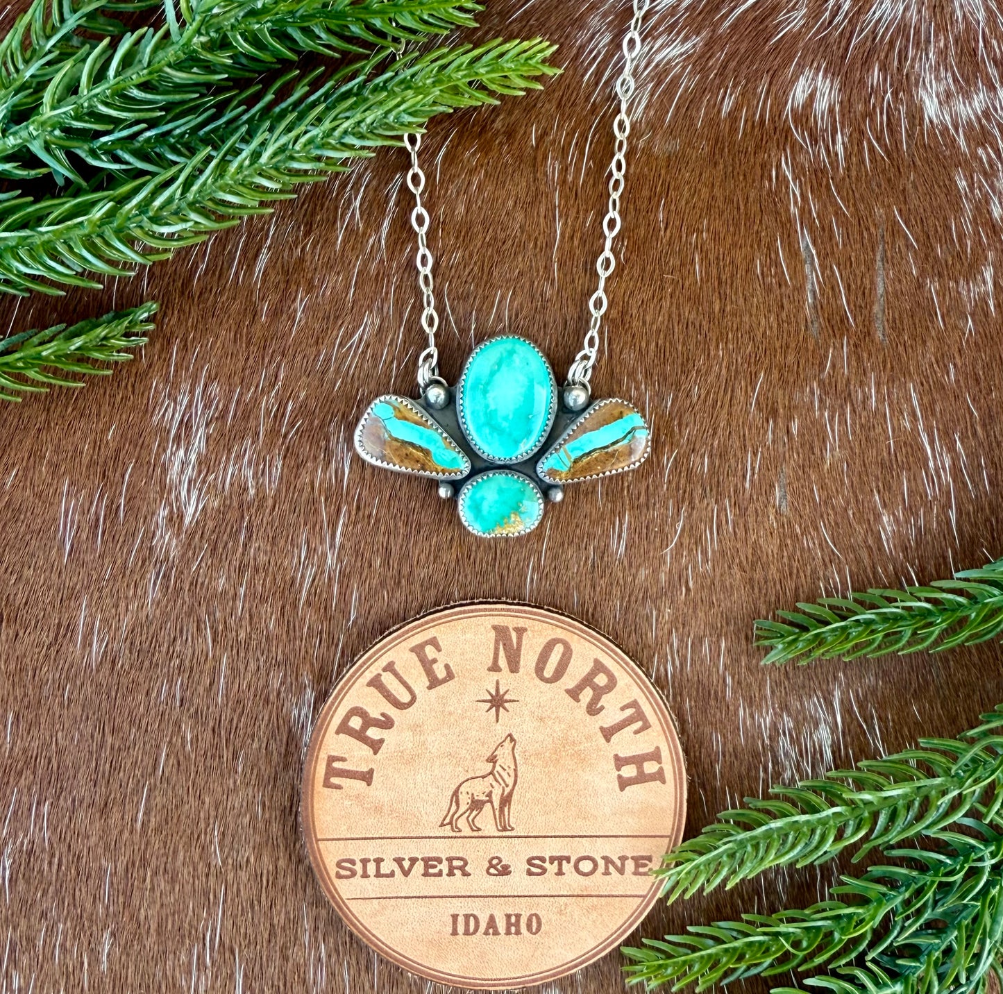 Carico Lake Turquoise, Sonoran Gold Turquoise, Royston Ribbon Turquoise Four Stone Necklace