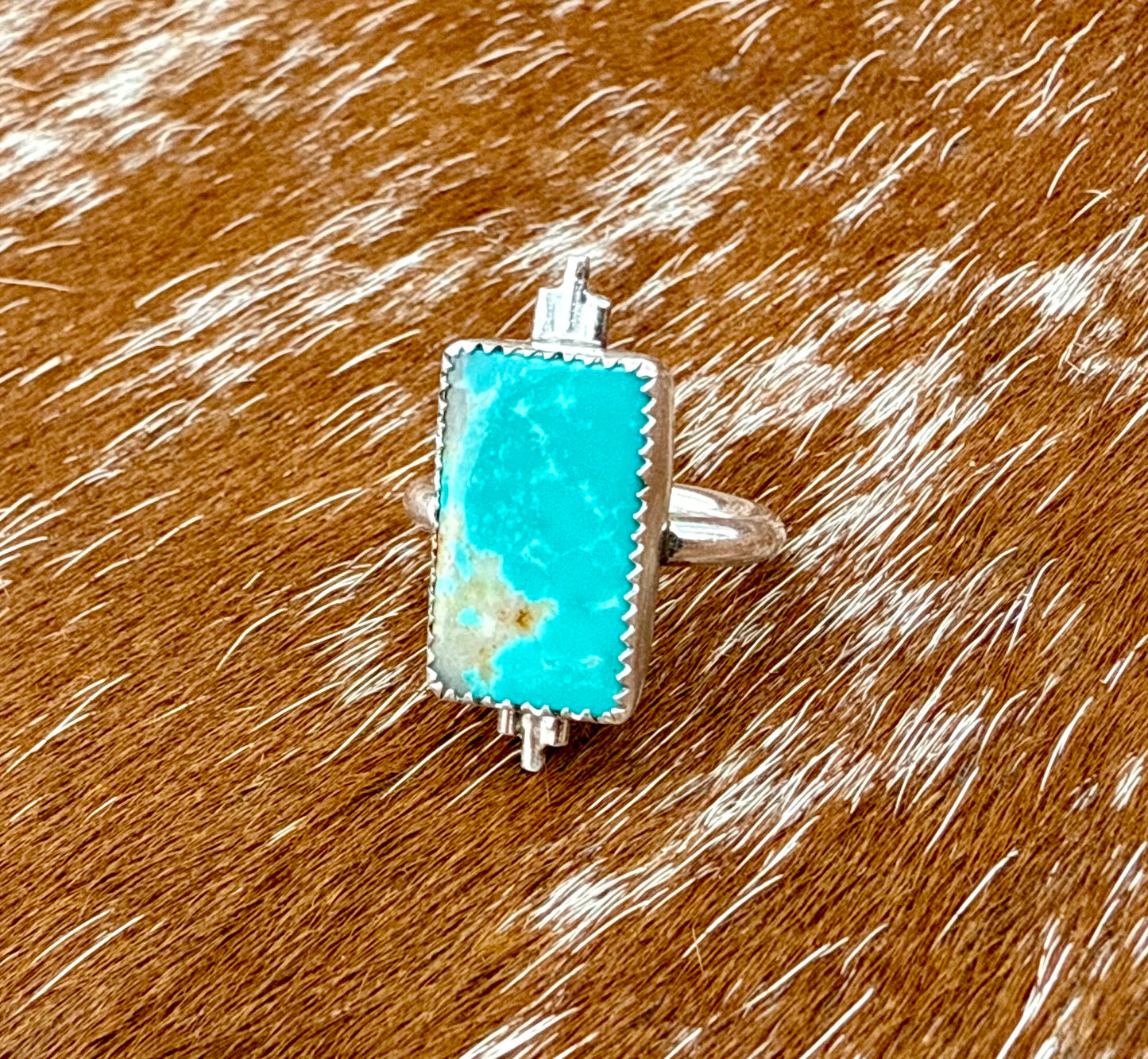 Royston Turquoise bar ring with silver flare
