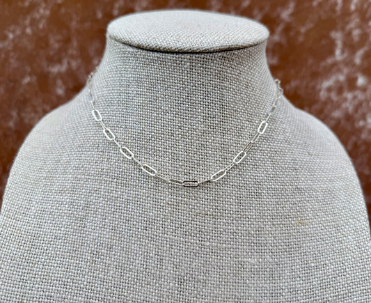 Sterling Silver decorative paperclip chain 17.5”