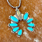 Royston Ribbon and Kingman Turquoise 9 stone pendant necklace with 22” Sterling Silver pearl strand