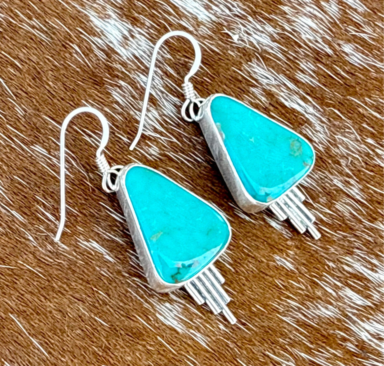 Royston Turquoise Dangle Earrings with Silver Flare