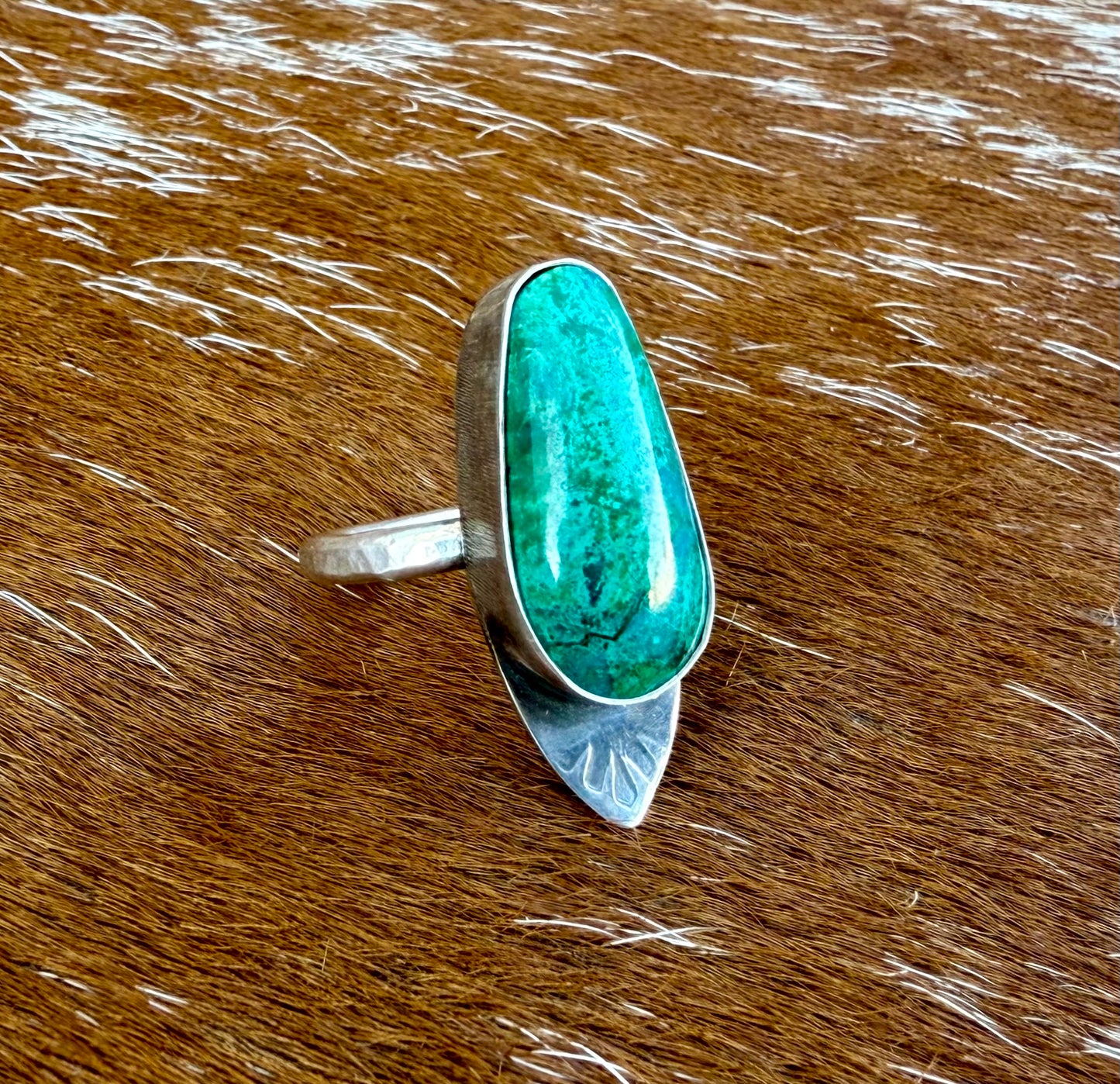 Chrysocolla Arrow Accent Stamped Ring