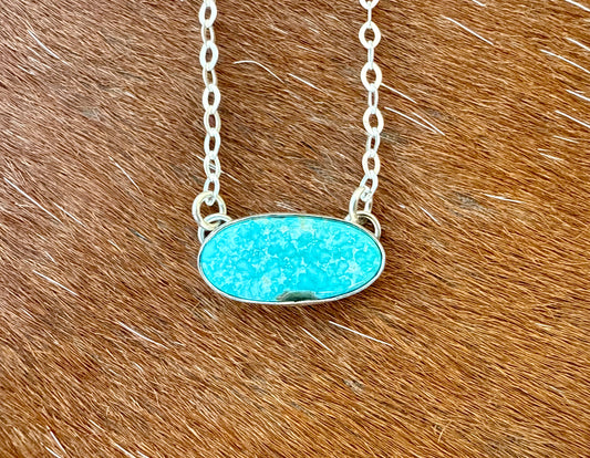 Whitewater turquoise oval necklace