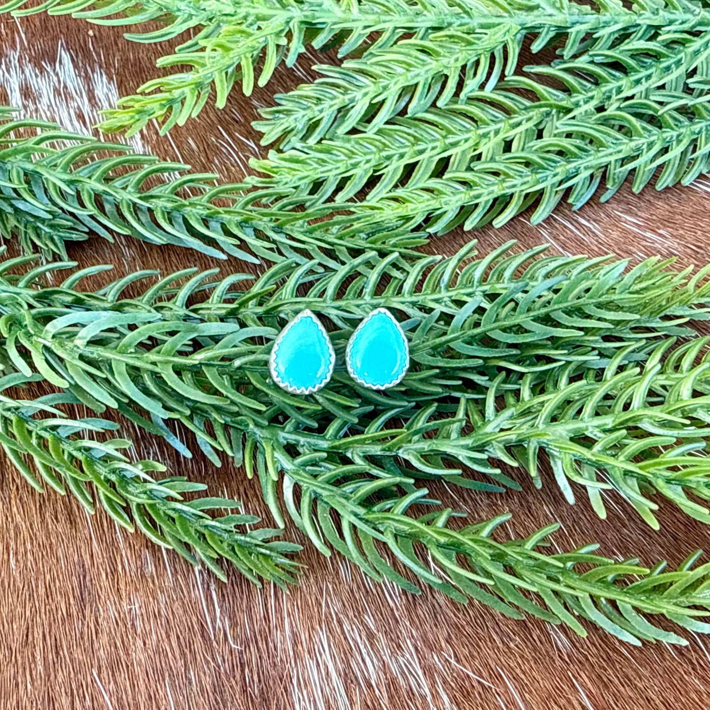 Kingman Turquoise teardrop stud earrings