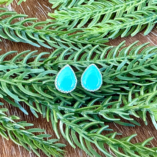 Kingman Turquoise teardrop stud earrings