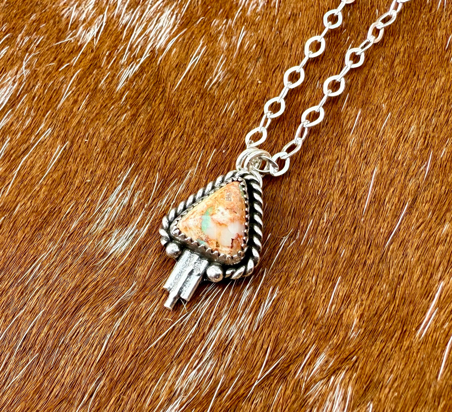 Mexican Fire Opal necklace with silver flare