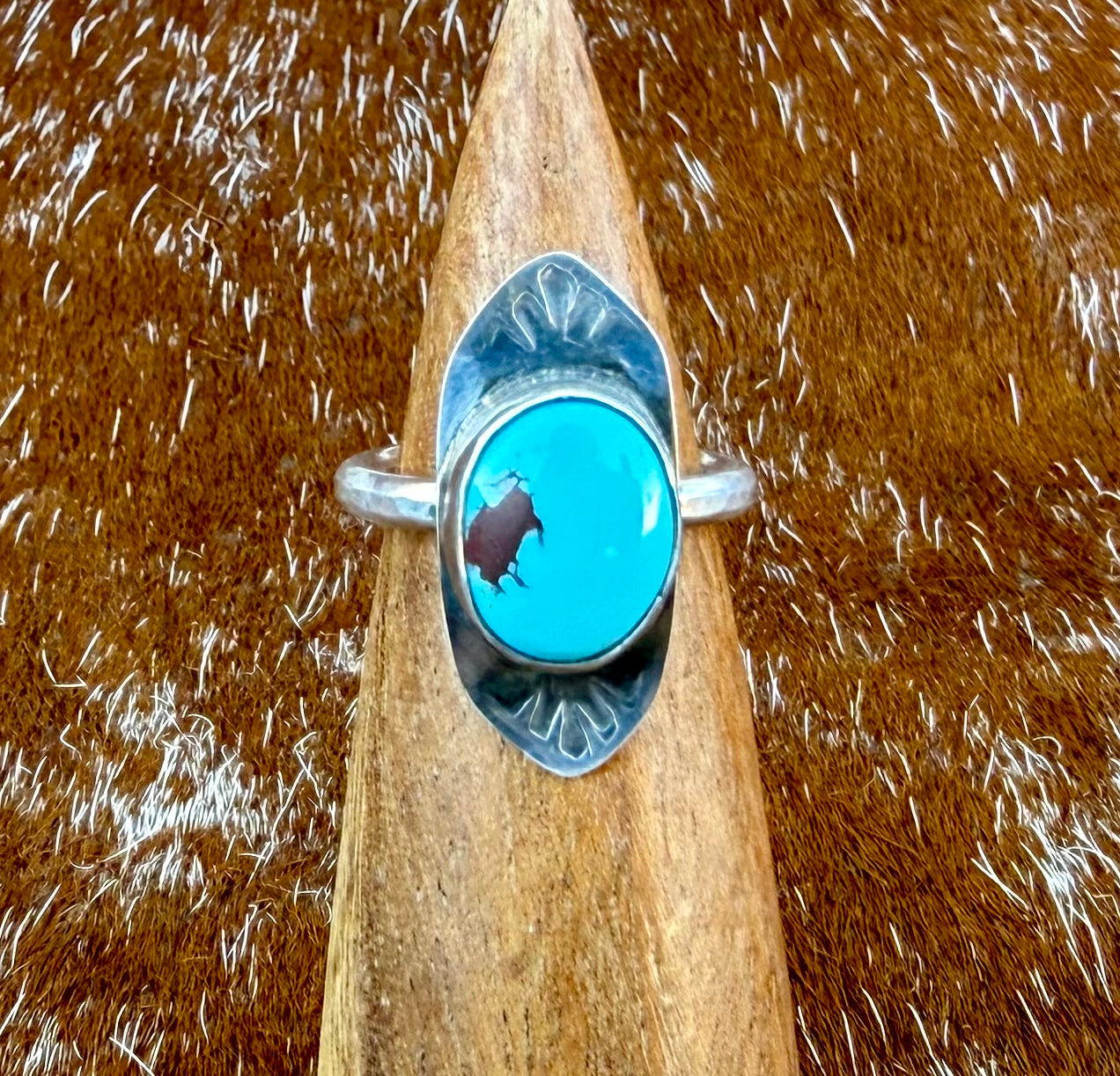 Egyptian Turquoise Stamped Ring