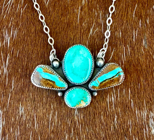 Carico Lake Turquoise, Sonoran Gold Turquoise, Royston Ribbon Turquoise Four Stone Necklace