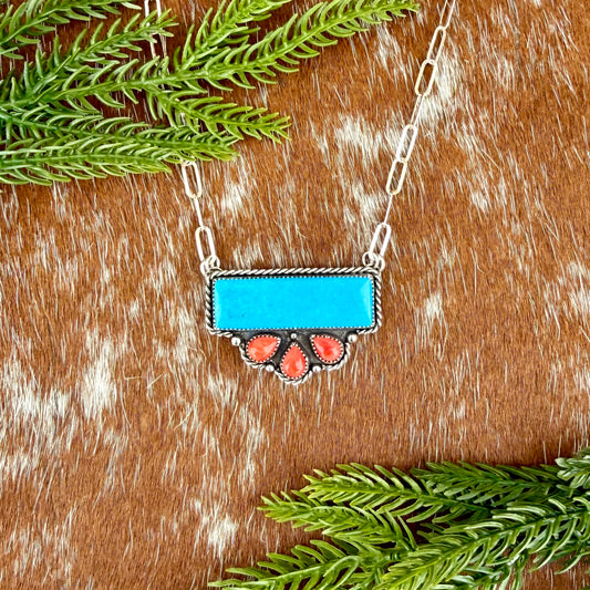 Kingman Turquoise and Spiny Oyster necklace