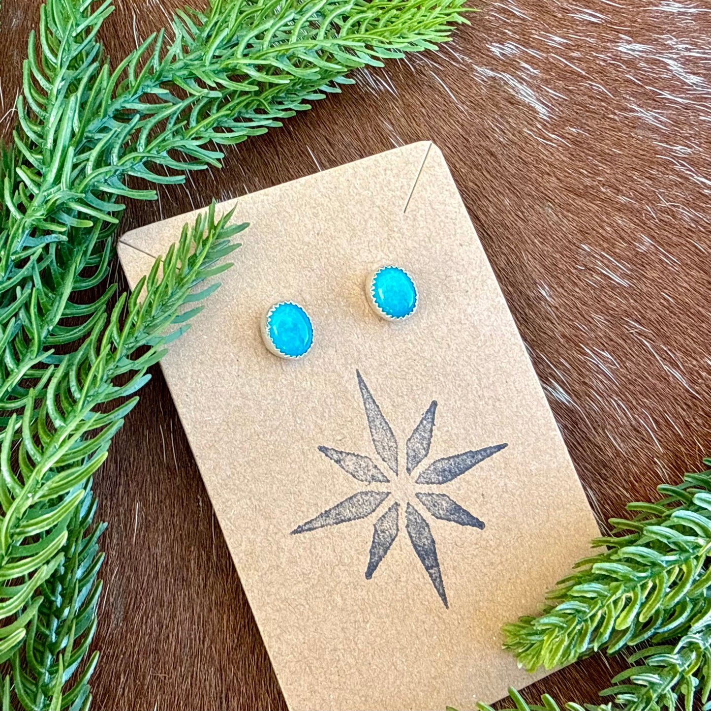 Kingman Turquoise oval stud earrings
