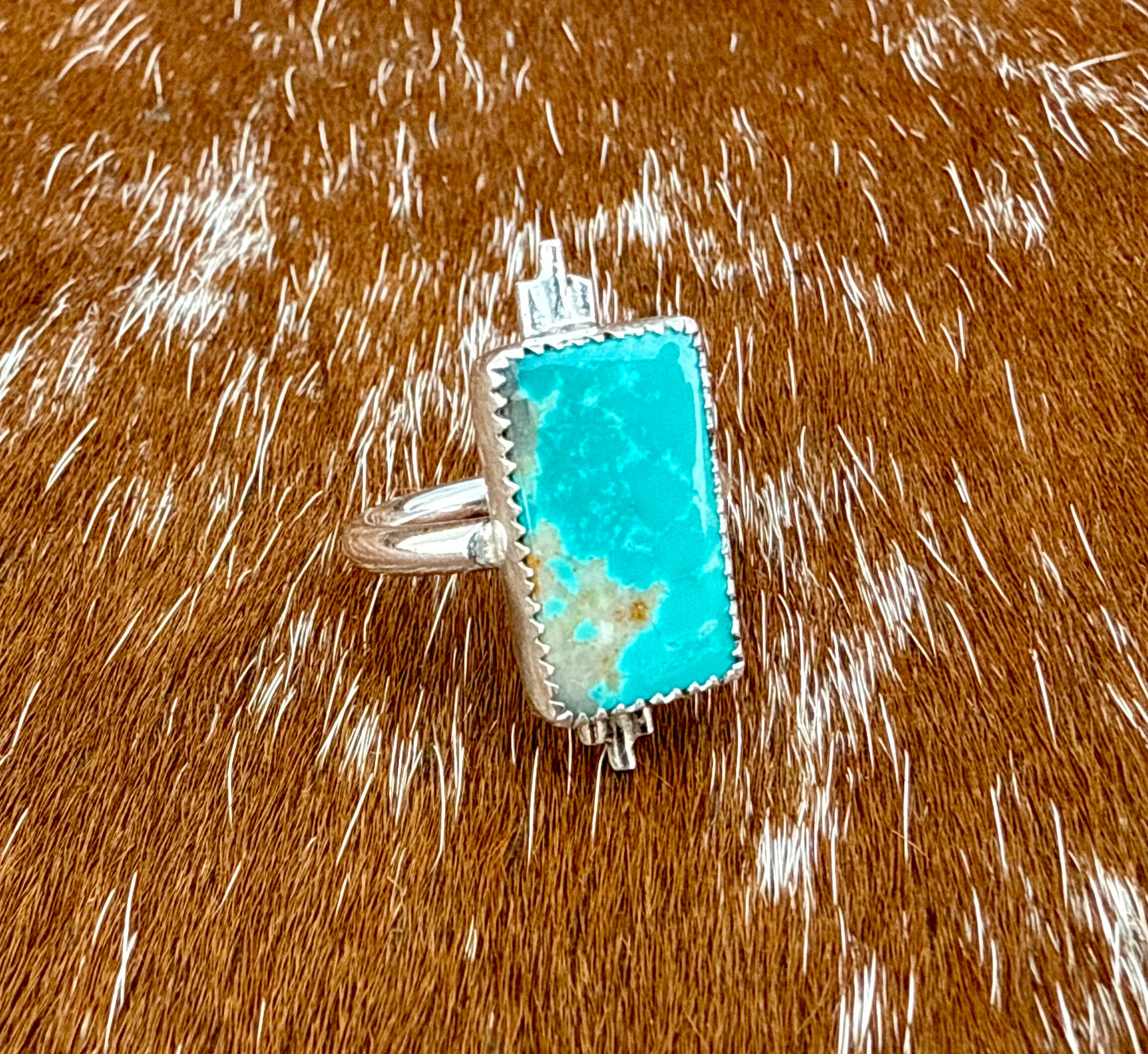 Royston Turquoise bar ring with silver flare