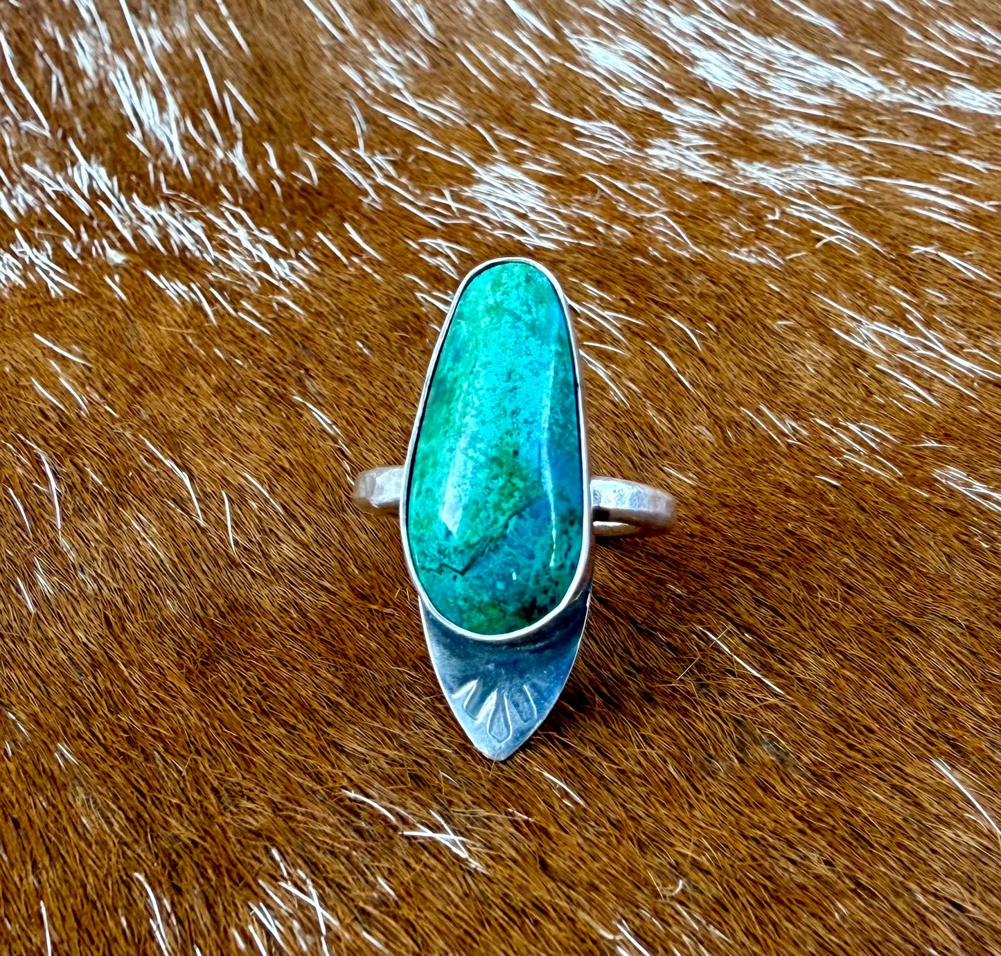Chrysocolla Arrow Accent Stamped Ring