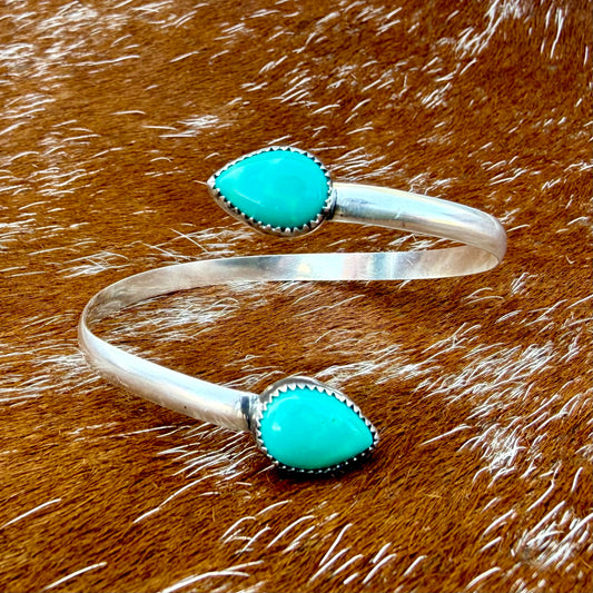 Kingman Turquoise wrap cuff bracelet