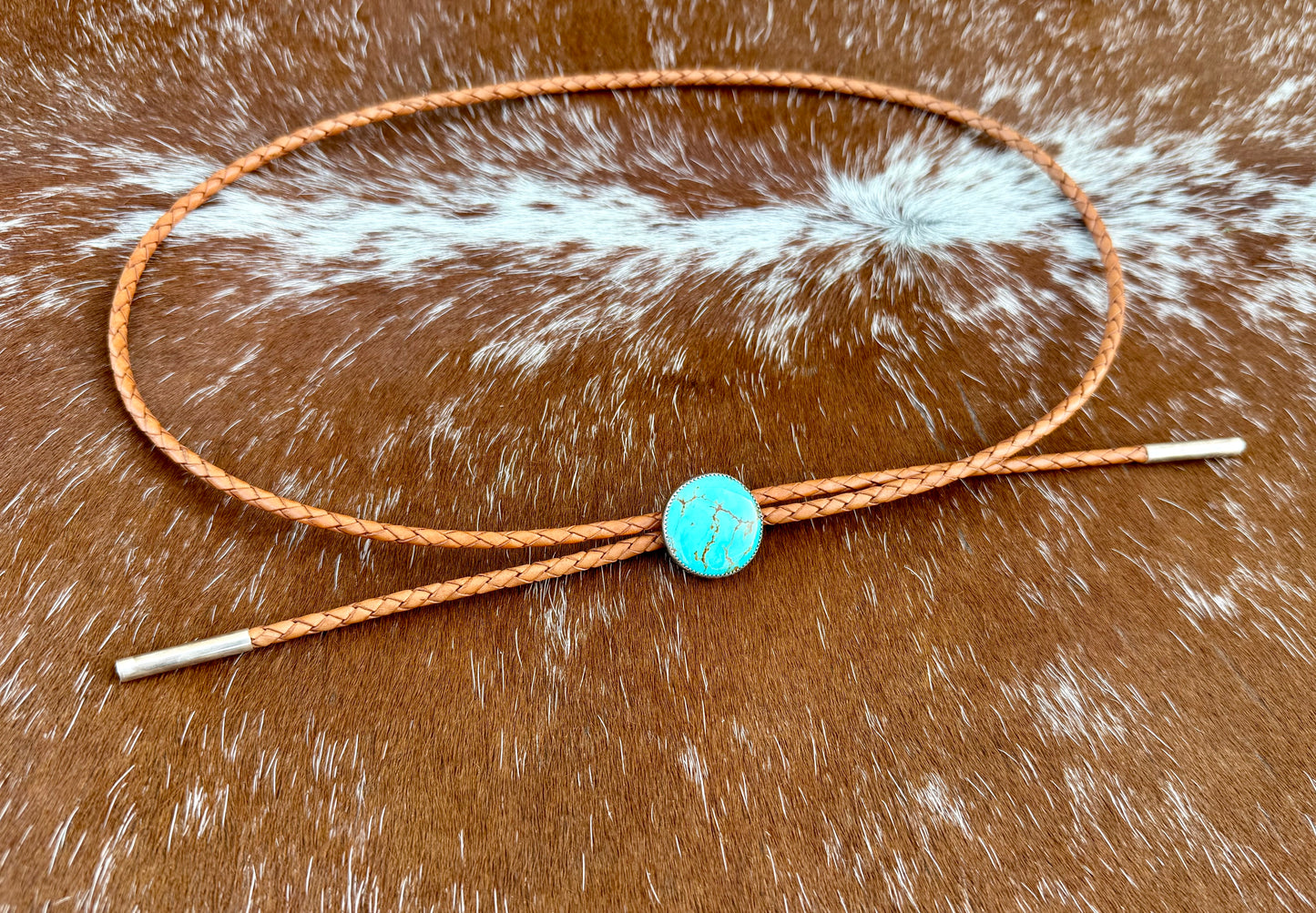 Kingman Golden Web Turquoise Hat Band with Golden Leather Cord
