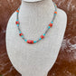 Sterling Silver Pearl 5mm, Kingman Turquoise, Spiny Oyster beaded necklace
