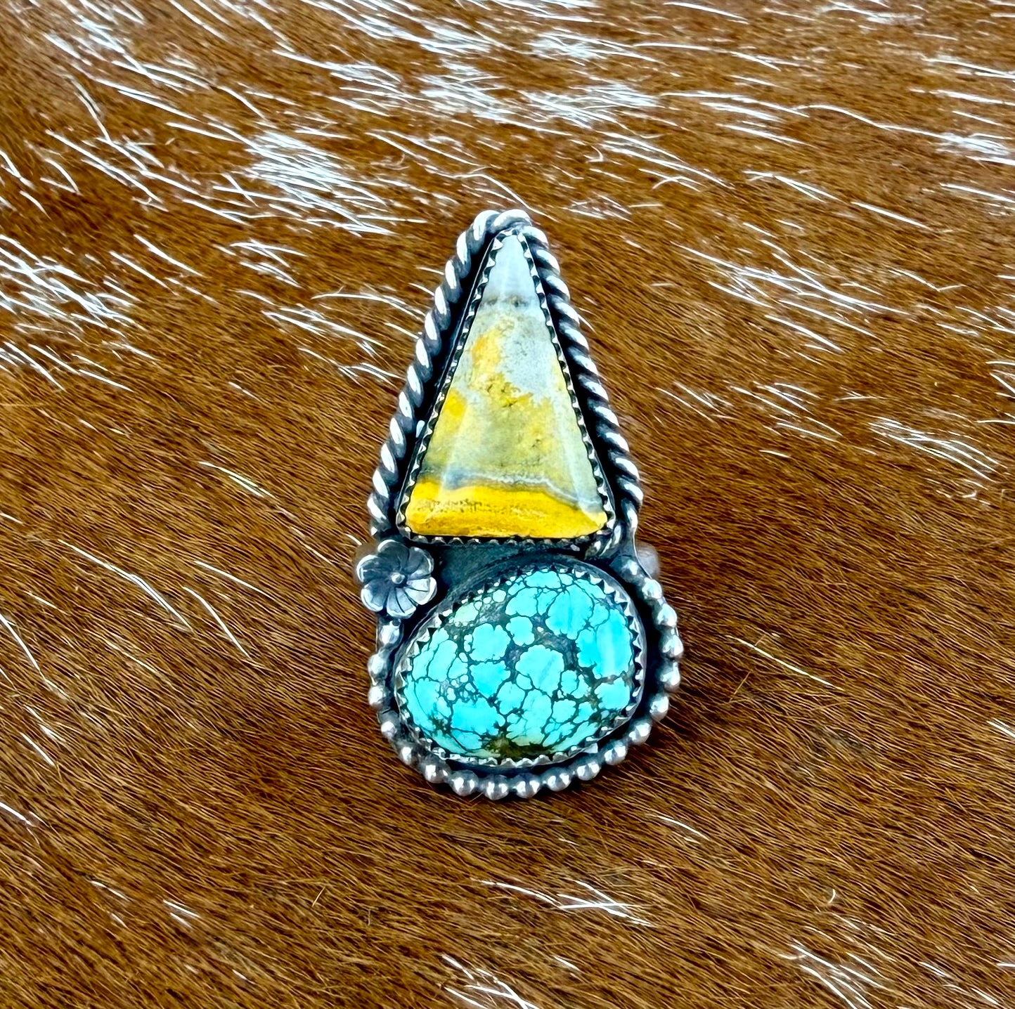 Bumble Bee Jasper & Blue Moon Turquoise Double Ring
