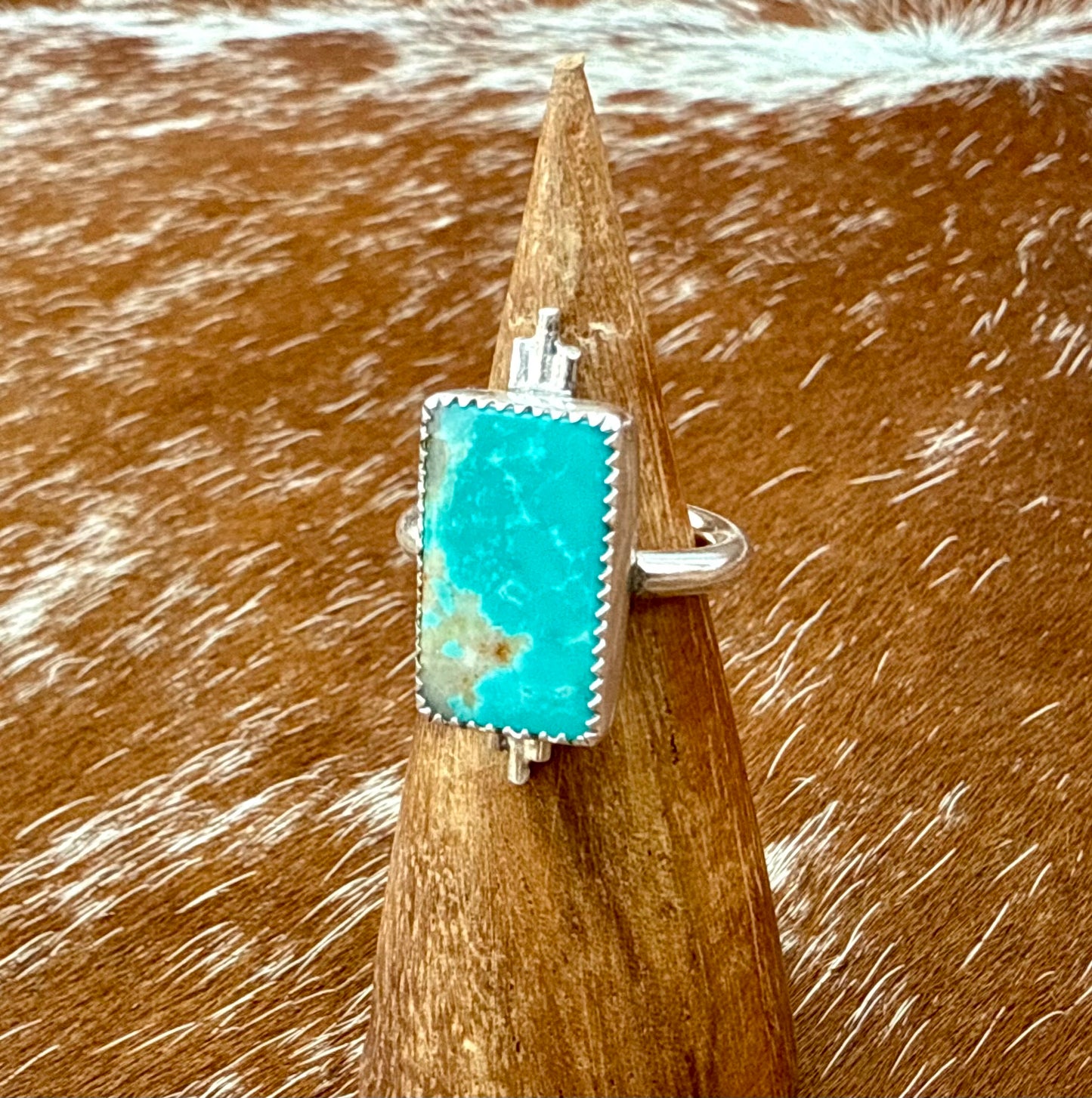 Royston Turquoise bar ring with silver flare