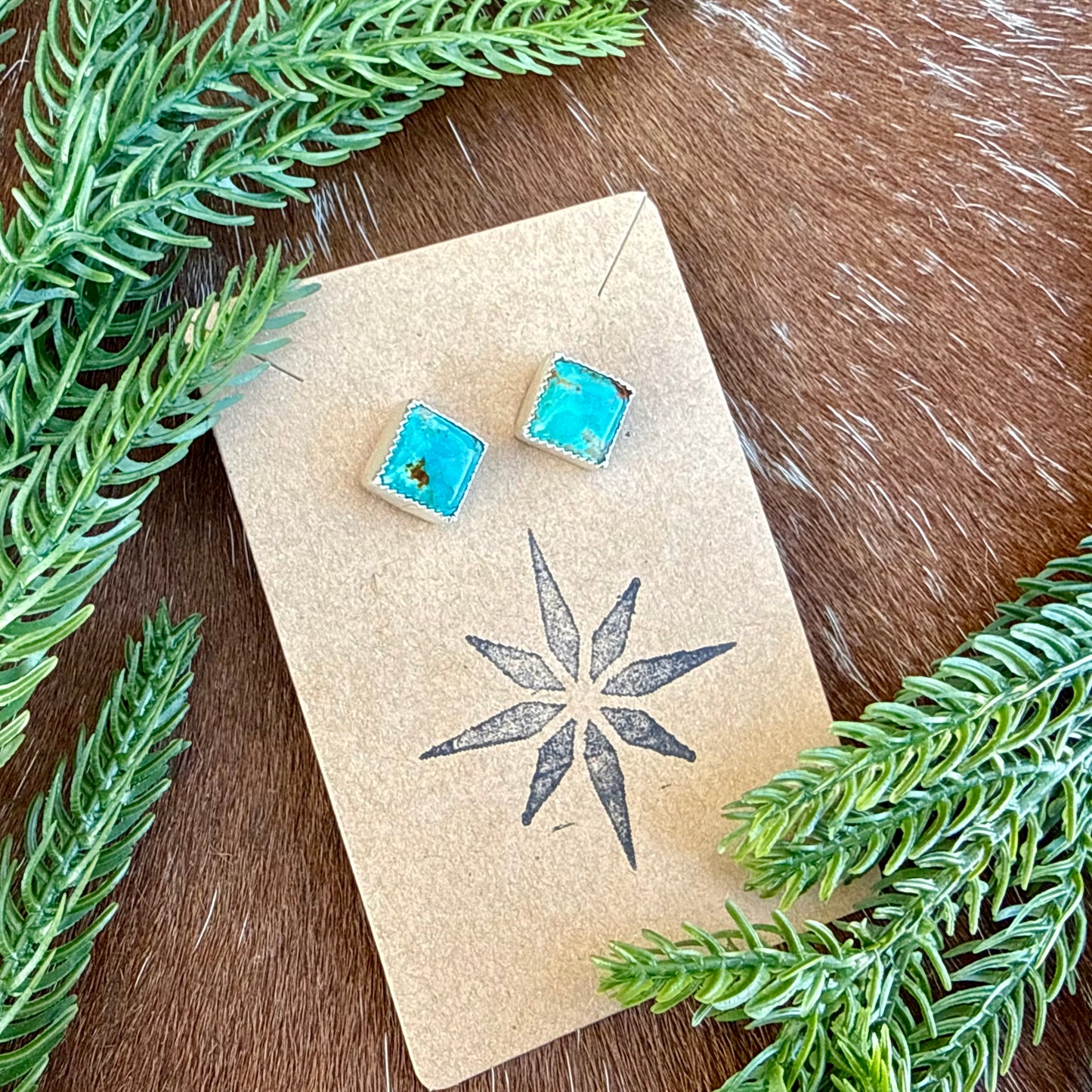 Kingman Turquoise diamond stud earrings