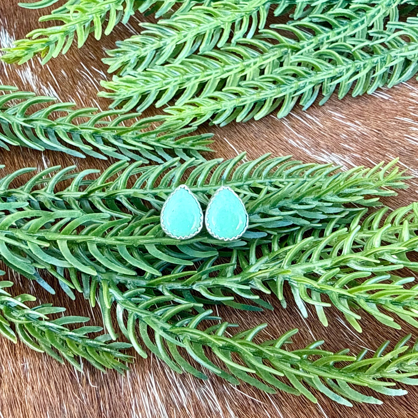 Kingman Turquoise teardrop stud earrings