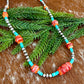 Sterling Silver Pearl 5mm, Kingman Turquoise, Spiny Oyster beaded necklace