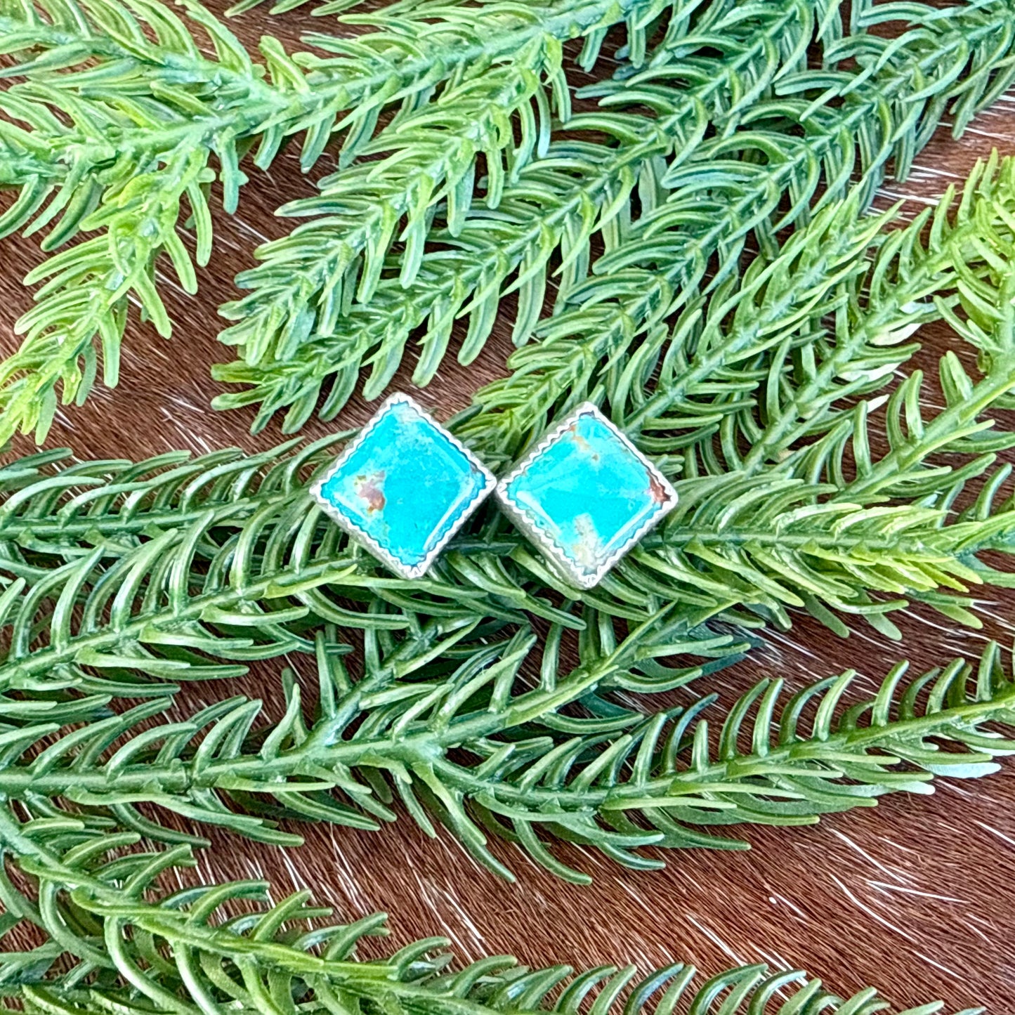 Kingman Turquoise diamond stud earrings