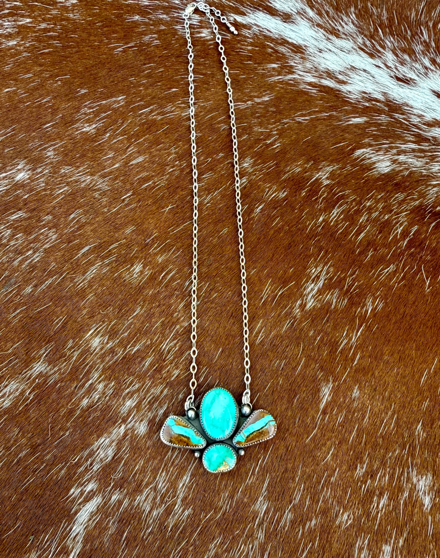 Carico Lake Turquoise, Sonoran Gold Turquoise, Royston Ribbon Turquoise Four Stone Necklace