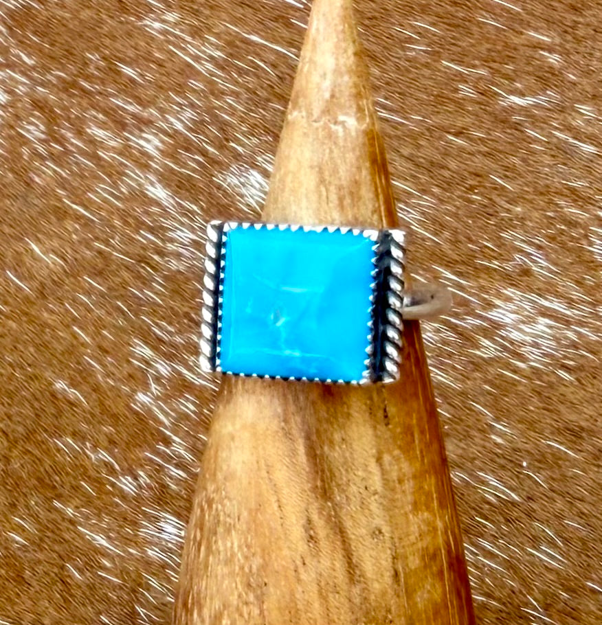 Vivid Blue Kingman Turquoise square ring