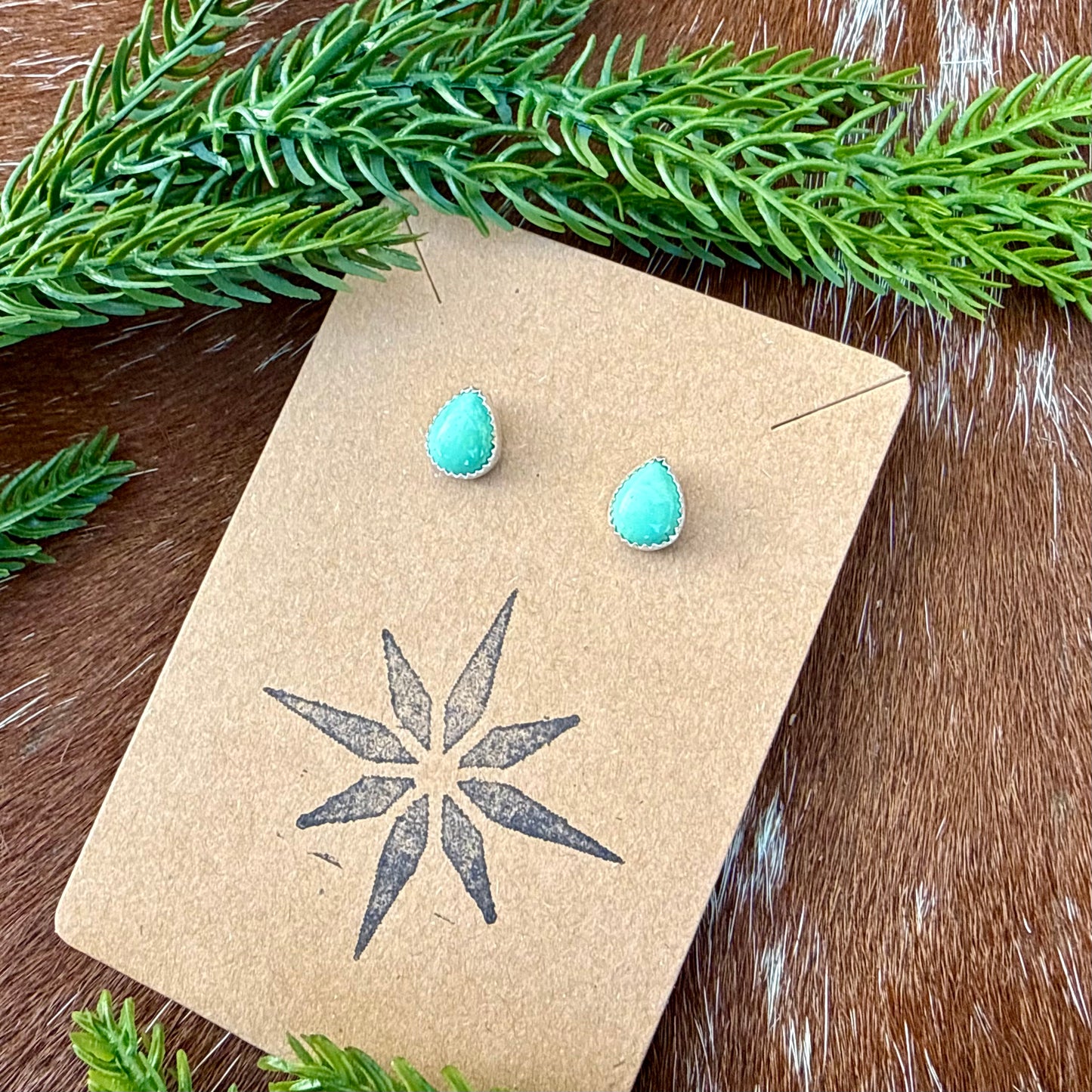 Kingman Turquoise teardrop stud earrings