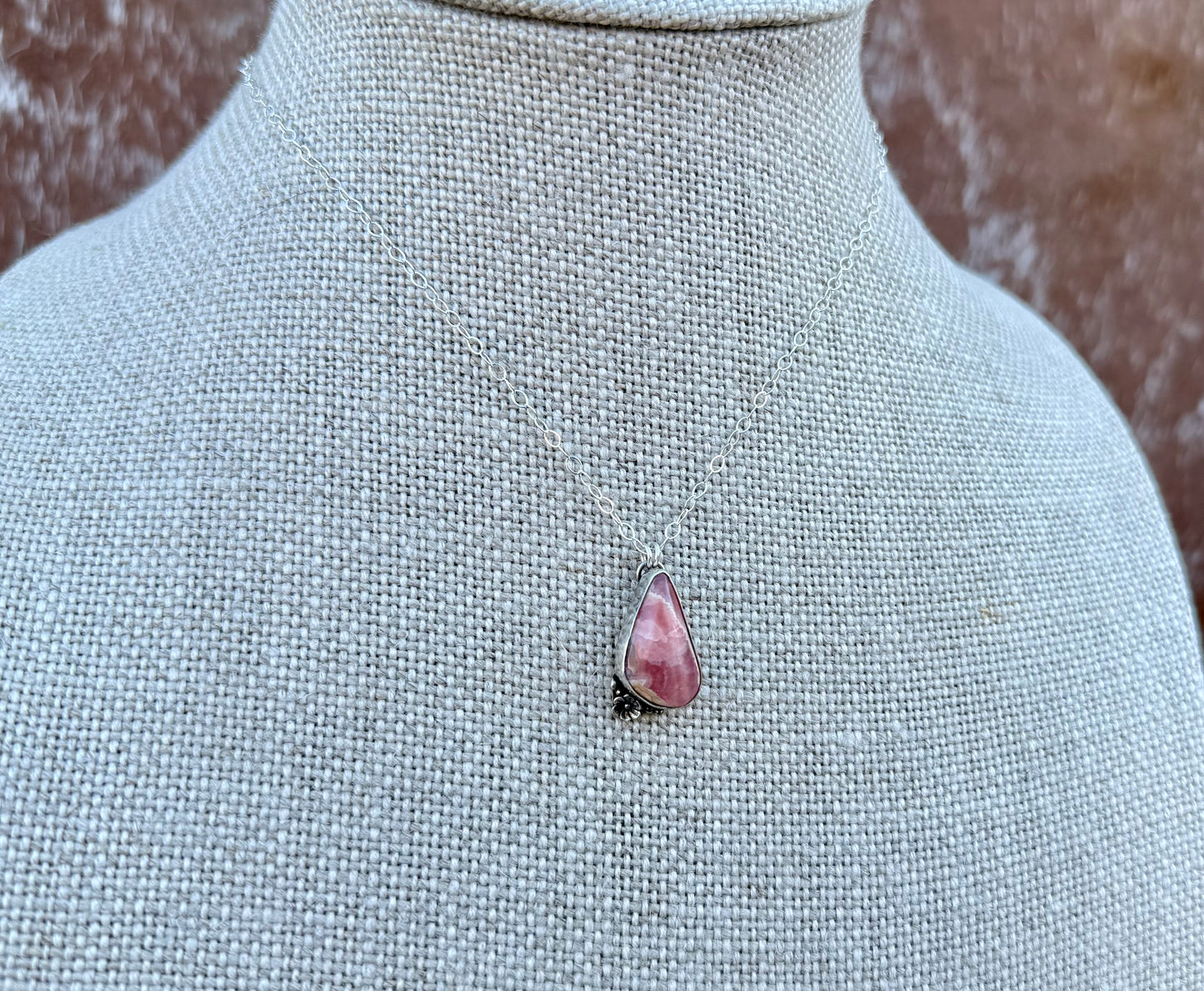 Rhodochrosite Flower Necklace