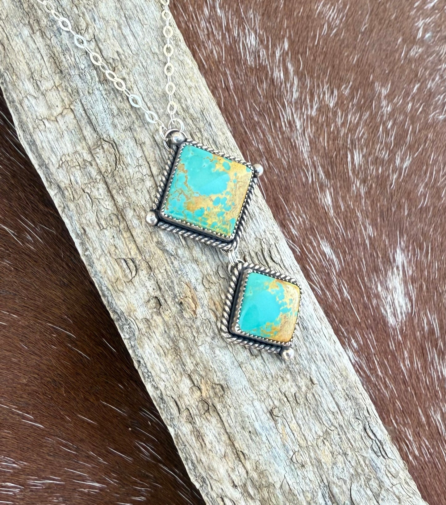 Royston Turquoise Double Stone diamond necklace