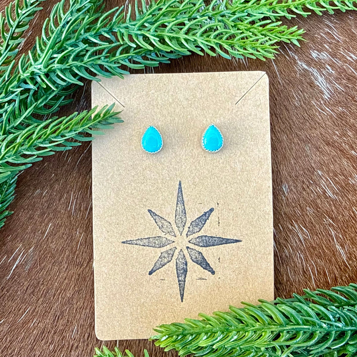 Kingman Turquoise teardrop stud earrings