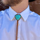 Kingman Golden Web Turquoise Bolo Tie with Golden Leather Cord