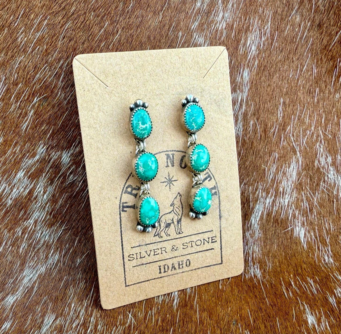Sonoran Gold Turquoise Dangle Stud Earrings