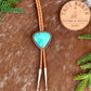 Kingman Golden Web Turquoise Bolo Tie with Golden Leather Cord