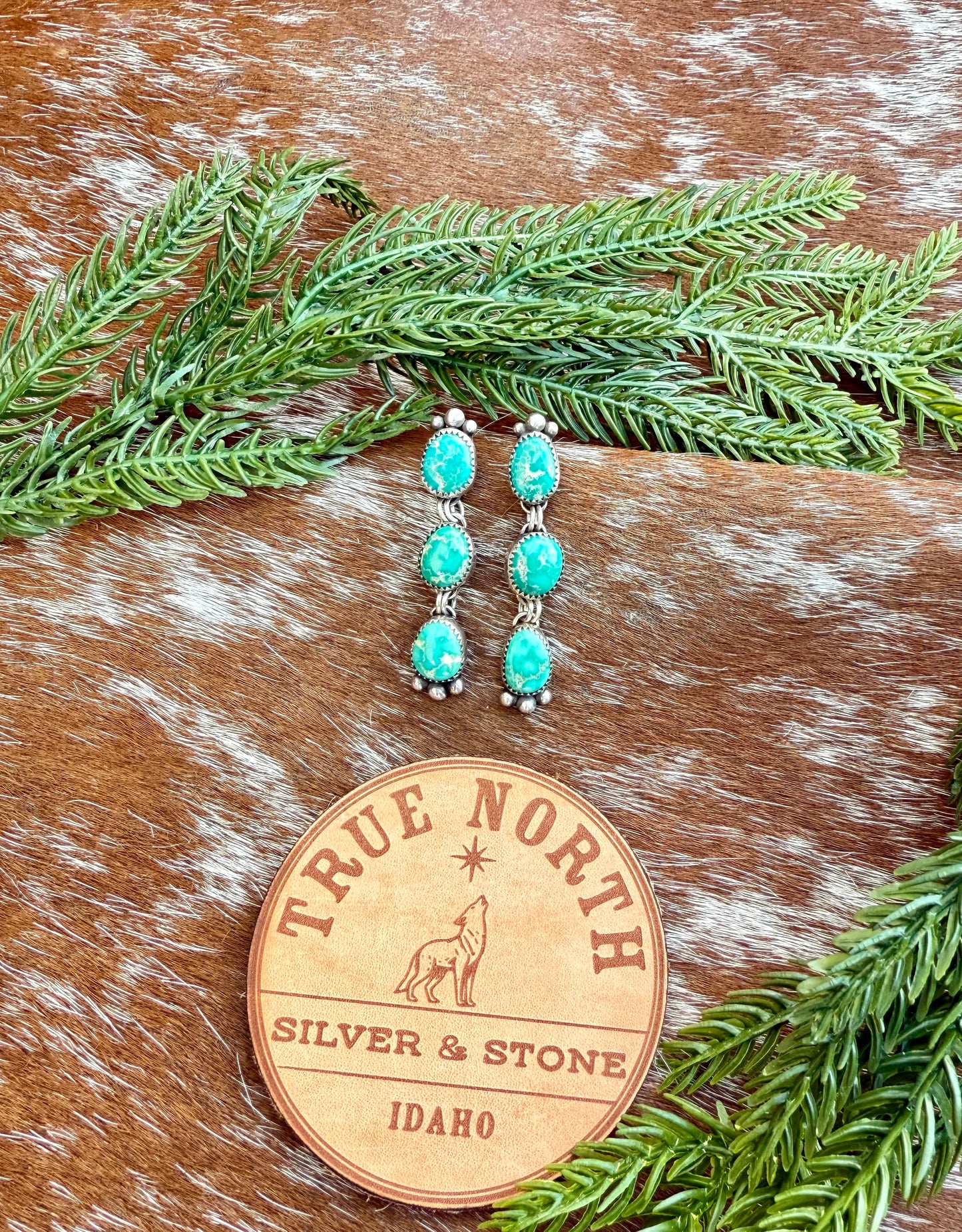 Sonoran Gold Turquoise Dangle Stud Earrings