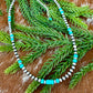Sterling Silver Pearl 4mm and Kingman Turquoise beaded necklace