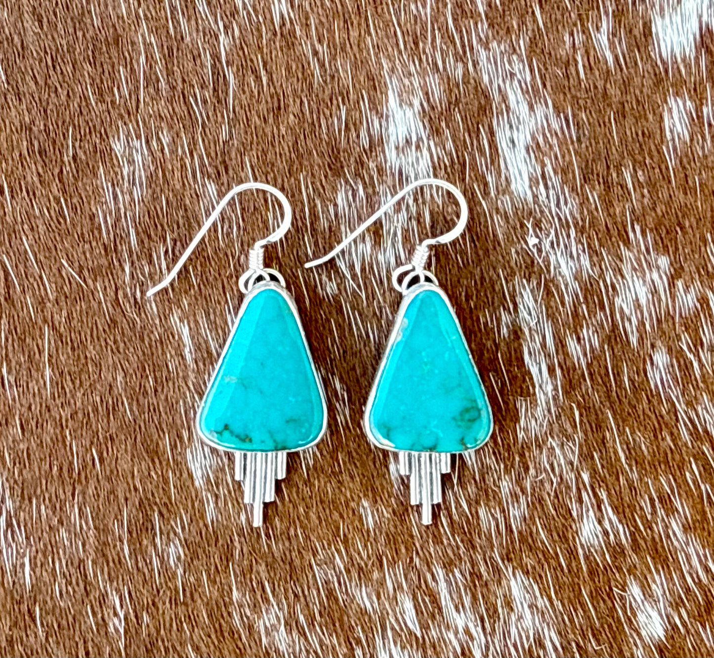 Royston Turquoise Dangle Earrings with Silver Flare