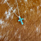 Mini Multi Stone Kingman Turquoise Cross Necklace