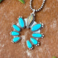 Royston Ribbon and Kingman Turquoise 9 stone pendant necklace with 22” Sterling Silver pearl strand